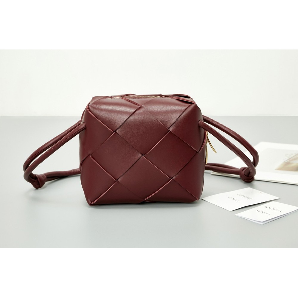 Bottega Veneta Mini Cassette Camera Bag In Bordeaux Lambskin TDBS2186