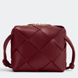 Bottega Veneta Mini Cassette Camera Bag In Bordeaux Lambskin TDBS2186