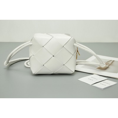 Bottega Veneta Mini Cassette Camera Bag In White Lambskin TDBS2189