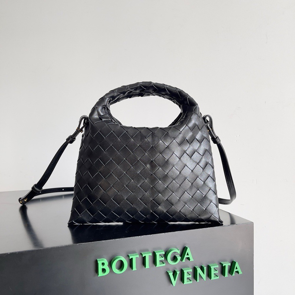 Bottega Veneta Mini Hop Bag in Black Intrecciato Calfskin TDBS2204