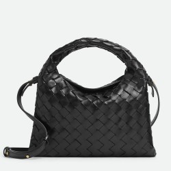 Bottega Veneta Mini Hop Bag in Black Intrecciato Calfskin TDBS2204