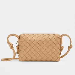 Bottega Veneta Mini Loop Bag In Beige Intrecciato Lambskin TDBS2271