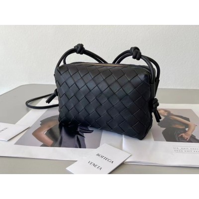 Bottega Veneta Mini Loop Bag In Black Intrecciato Lambskin TDBS2272