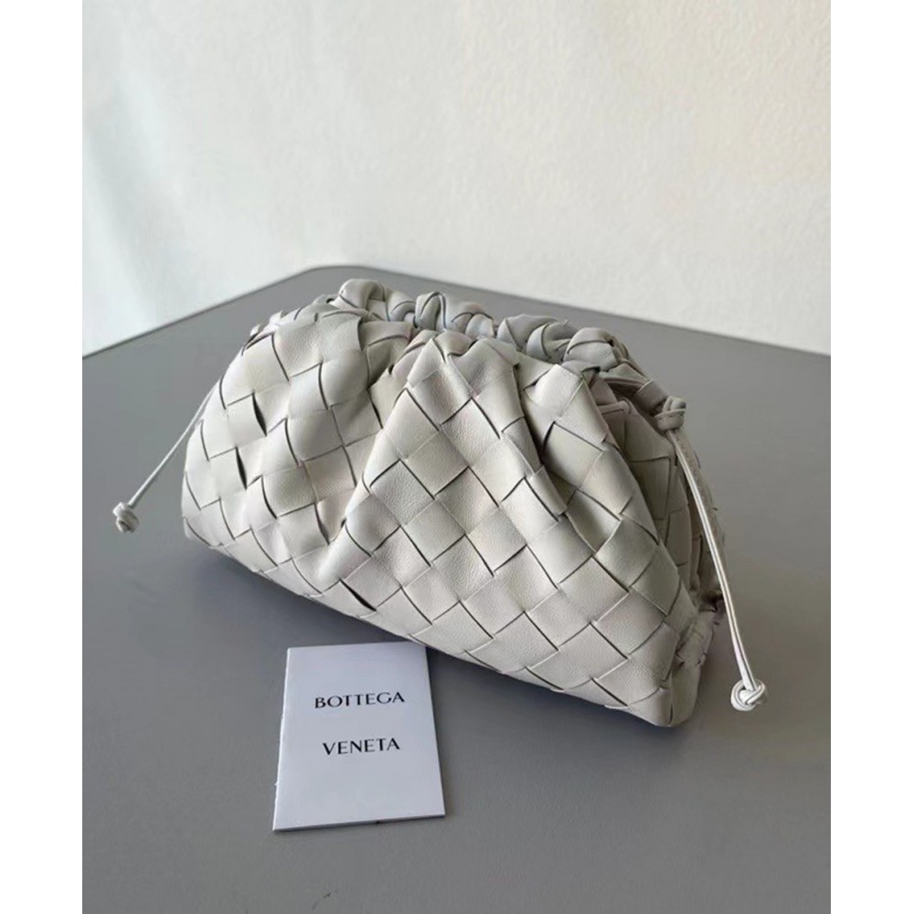 Bottega Veneta Mini Pouch In White Intrecciato Lambskin TDBS2328