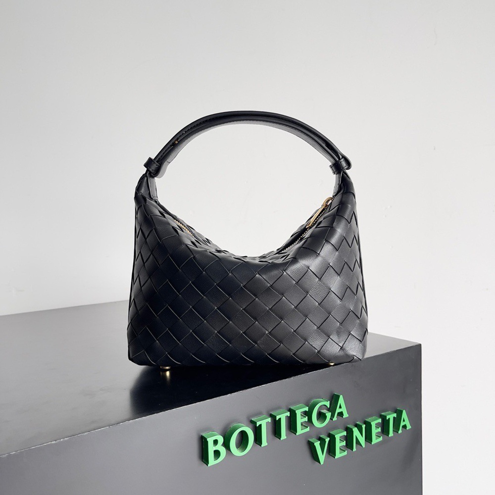 Bottega Veneta Mini Wallace Bag in Black Intrecciato Calfskin TDBS2398