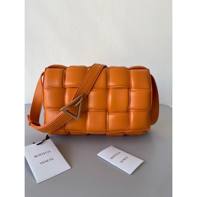 Bottega Veneta Padded Cassette Bag In Orange Lambskin TDBS2135