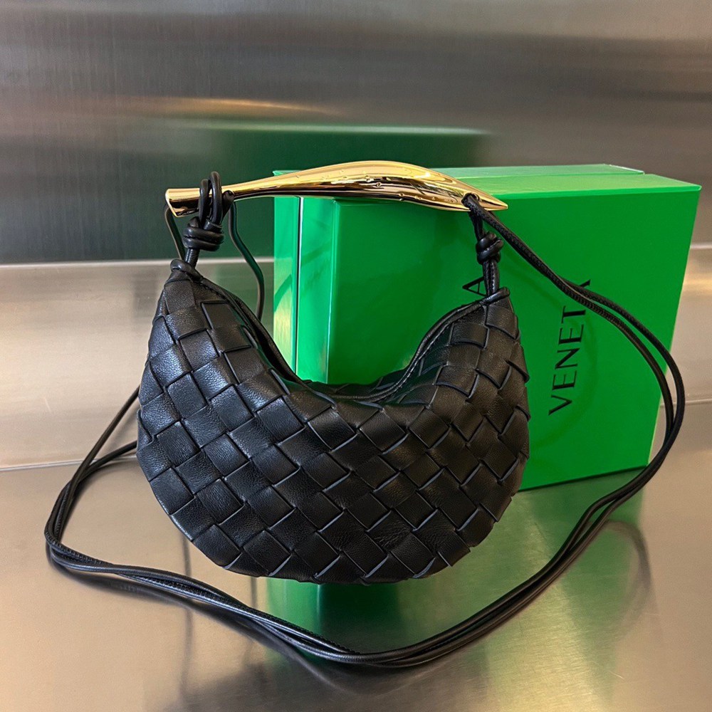 Bottega Veneta Sardine Mini Bag In Black Intrecciato Lambskin TDBS2368