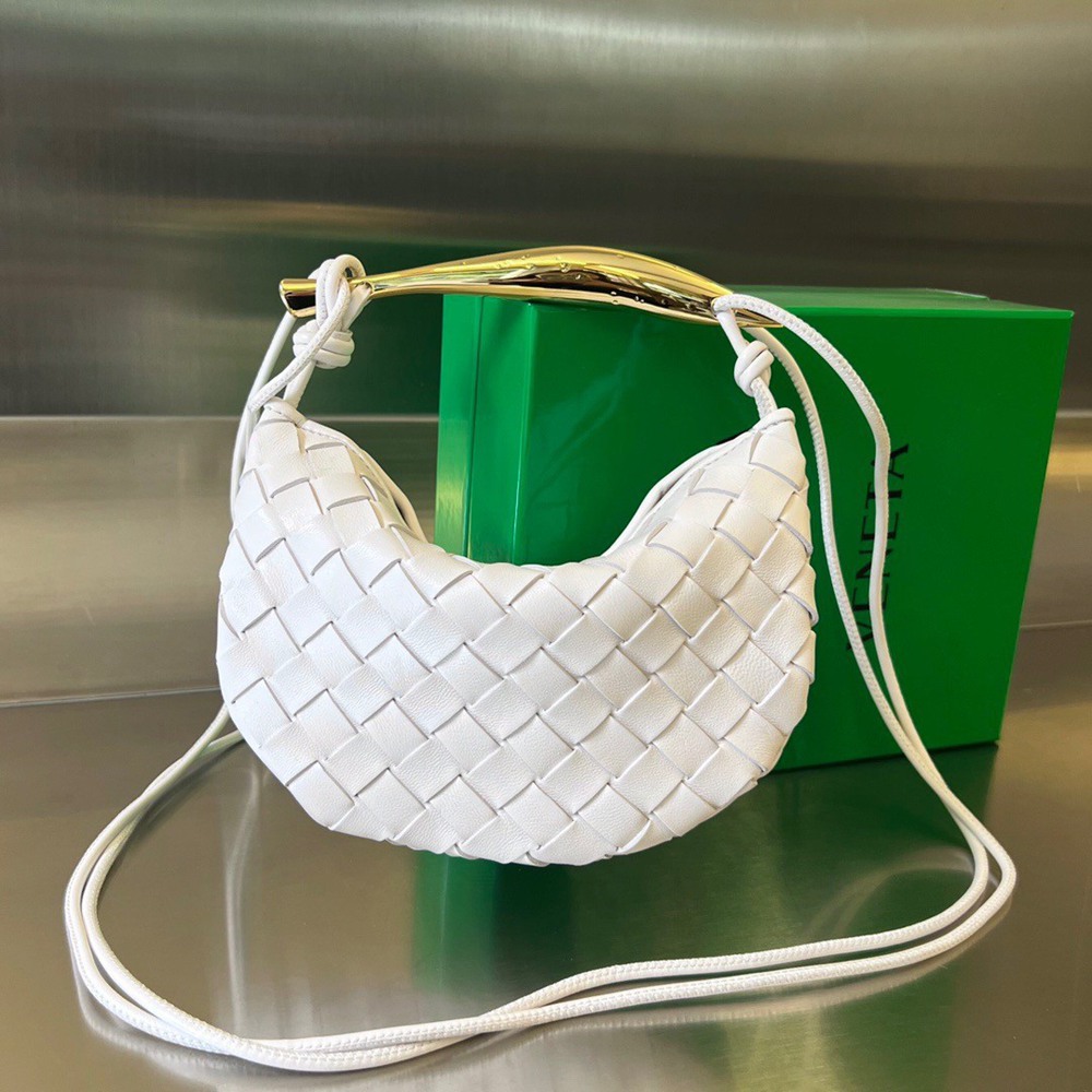 Bottega Veneta Sardine Mini Bag In White Intrecciato Lambskin TDBS2369