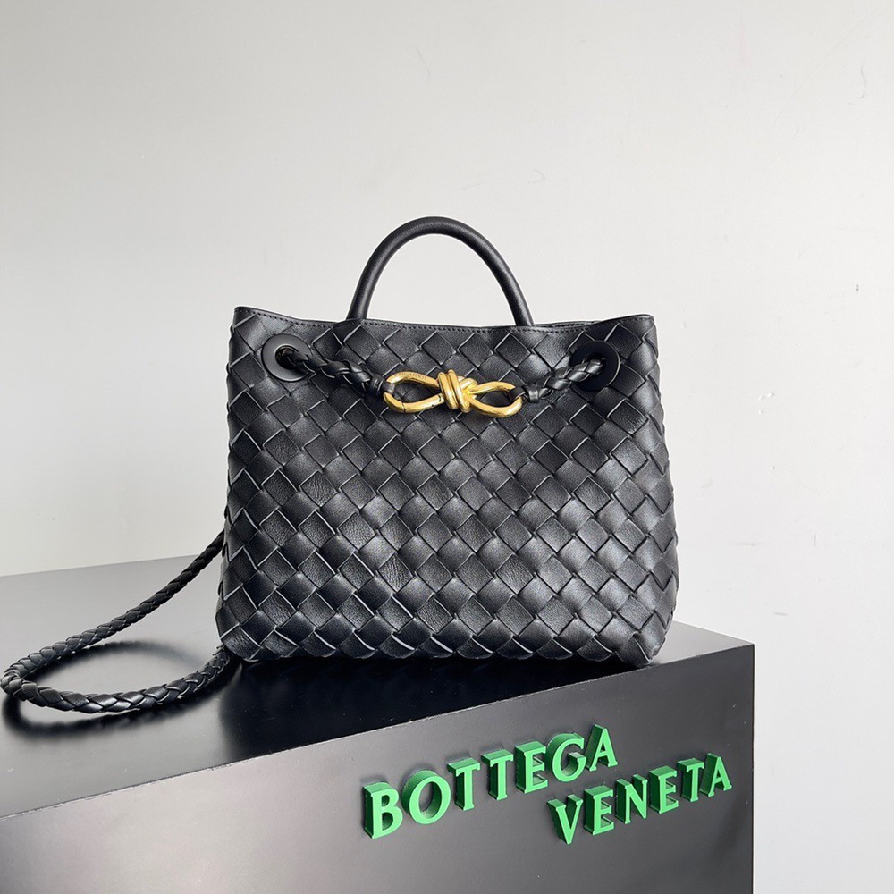 Bottega Veneta Small Andiamo Bag In Black Intrecciato Lambskin TDBS2014