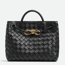 Bottega Veneta Small Andiamo Bag In Black Intrecciato Lambskin TDBS2014