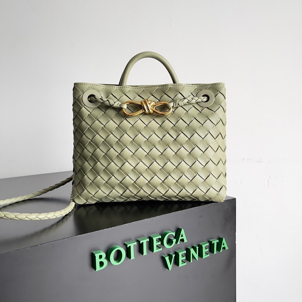 Bottega Veneta Small Andiamo Bag In Travertine Intrecciato Lambskin TDBS2018