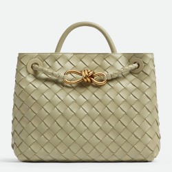 Bottega Veneta Small Andiamo Bag In Travertine Intrecciato Lambskin TDBS2018