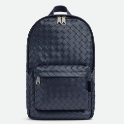 Bottega Veneta Small Backpack In Dark Blue Intrecciato Calfskin TDBS2043