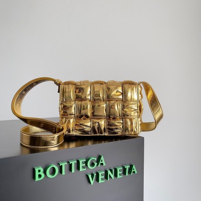 Bottega Veneta Small Cassette Bag In Gold Metallic Lambskin TDBS2151