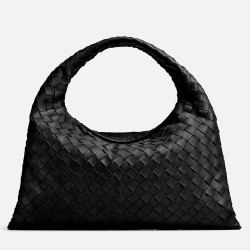 Bottega Veneta Small Hop Bag in Black Intrecciato Calfskin TDBS2205