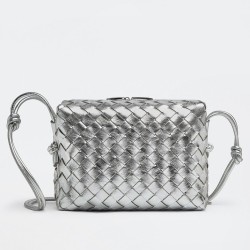 Bottega Veneta Small Loop Bag In Silver Intrecciato Lambskin TDBS2278