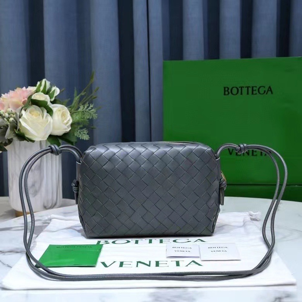 Bottega Veneta Small Loop Bag In Thunder Intrecciato Lambskin TDBS2279