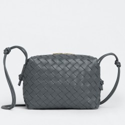 Bottega Veneta Small Loop Bag In Thunder Intrecciato Lambskin TDBS2279