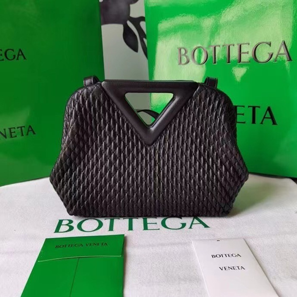 Bottega Veneta Small Point Bag In Black Quilted Leather TDBS2301