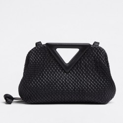 Bottega Veneta Small Point Bag In Black Quilted Leather TDBS2301