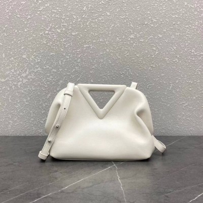 Bottega Veneta Small Point Top Handle Bag In White Leather TDBS2310