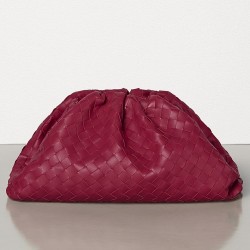 Bottega Veneta The Pouch Clutch In Amaranto Intrecciato Leather TDBS2355