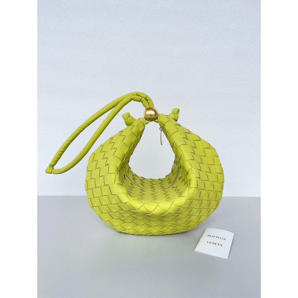 Bottega Veneta Turn Bag In Acid Kiwi Intrecciato Lambskin TDBS2394