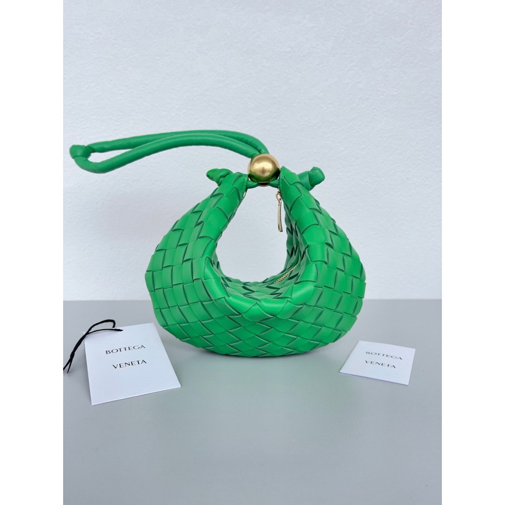 Bottega Veneta Turn Bag In Green Intrecciato Lambskin TDBS2396