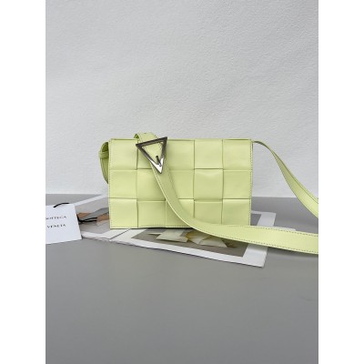 Bottega Veneta Cassette Bag In Lemon Washed Wrinkled Intreccio Calfskin