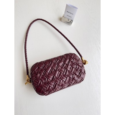 Bottega Veneta Knot Minaudiere On Strap In Barolo Foulard Intreccio Leather