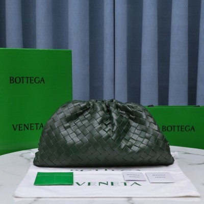 Bottega Veneta Large Pouch Clutch Bag In Raintree Intrecciato Lambskin