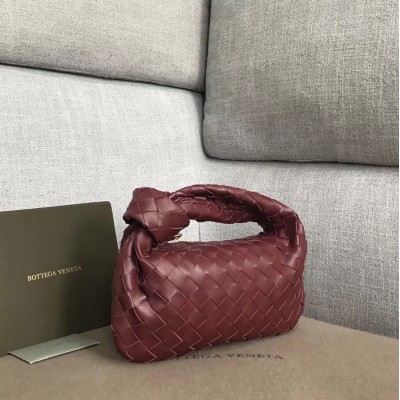 Bottega Veneta Mini BV Jodie Bag In Bordeaux Woven Leather