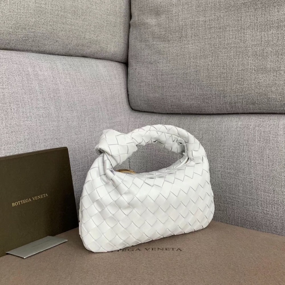 Bottega Veneta Mini BV Jodie Bag In White Woven Leather