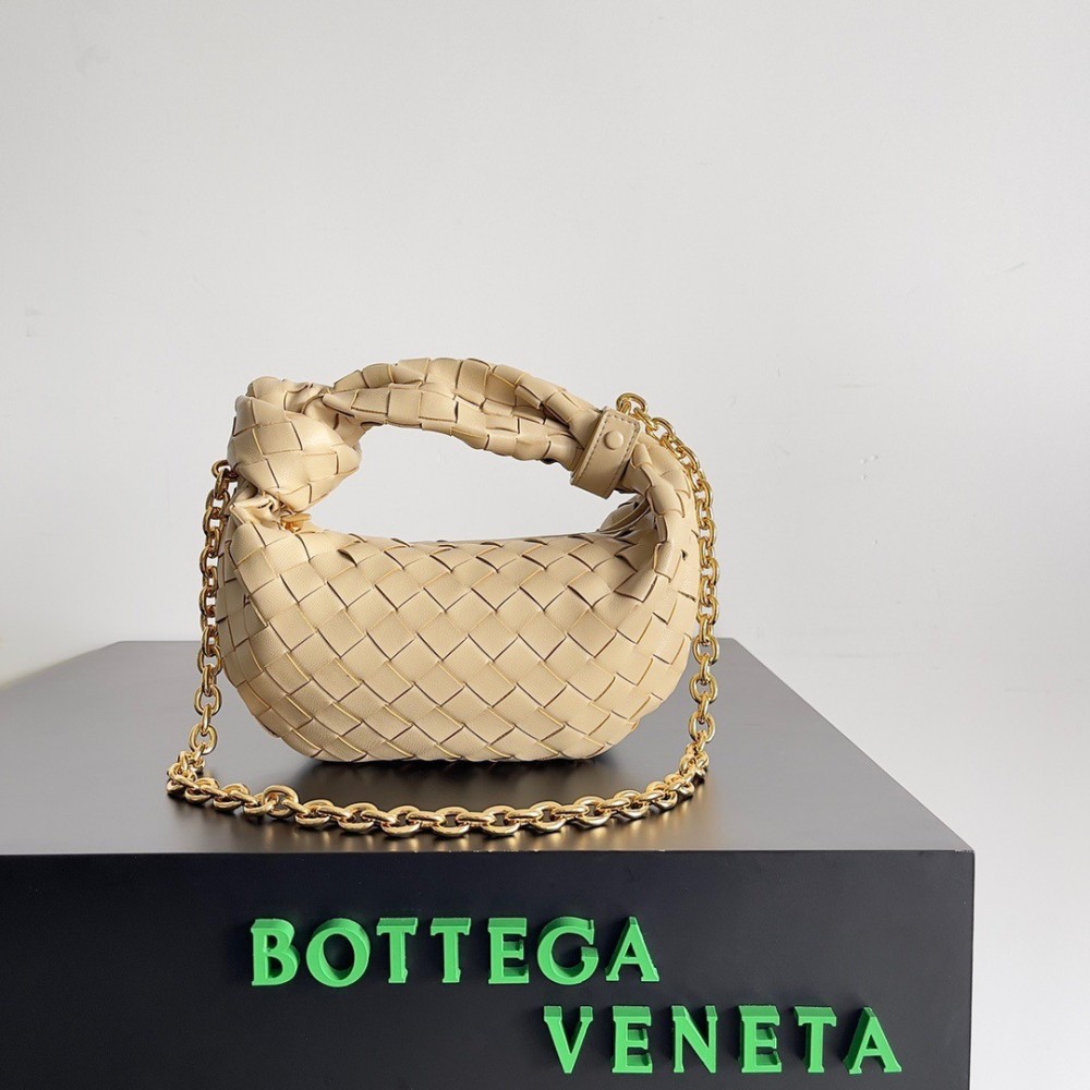 Bottega Veneta Mini Jodie Chain Bag In Porridge Intrecciato Lambskin