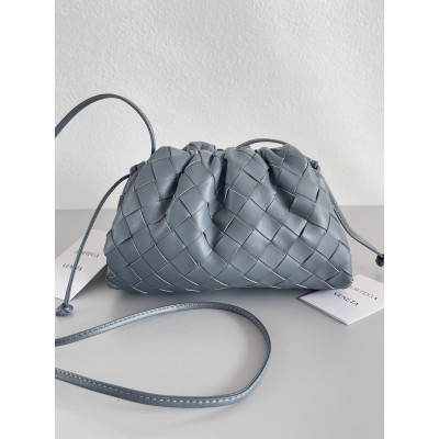 Bottega Veneta Mini Pouch with Strap in Thunder Intrecciato Lambskin