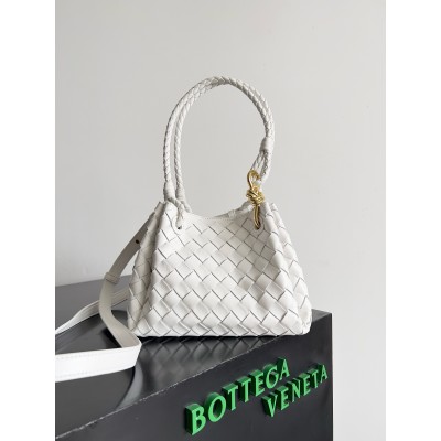 Bottega Veneta Parachute Small Bag in White Intrecciato Lambskin