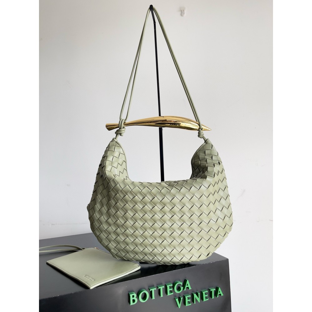 Bottega Veneta Sardine Medium Bag in Travertine Intrecciato Lambskin