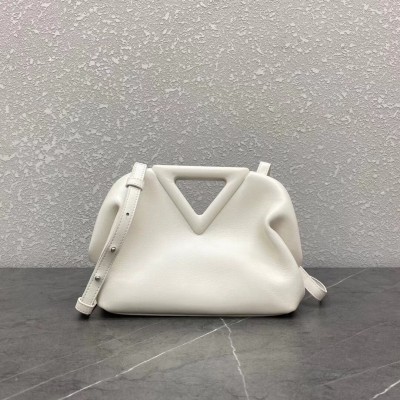 Bottega Veneta Small Point Top Handle Bag In White Leather