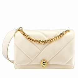 Bvlgari Serpenti Cabochon Medium Bag In White Calfskin TDBS2402