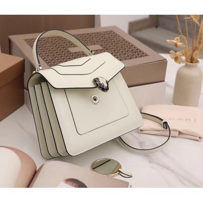 Bvlgari Serpenti Forever Medium Bag In White Calfskin TDBS2434