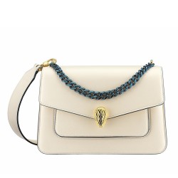 Bvlgari Serpenti Forever Medium Crossbody Bag with Chain White TDBS2438