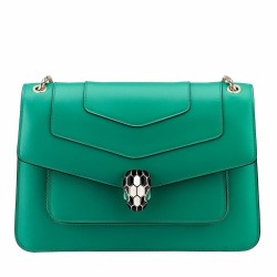 Bvlgari Serpenti Forever Medium Shoulder Bag In Green Calfskin TDBS2440