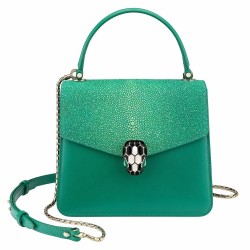 Bvlgari Serpenti Forever Small Bag In Green Galuchat Leather TDBS2446