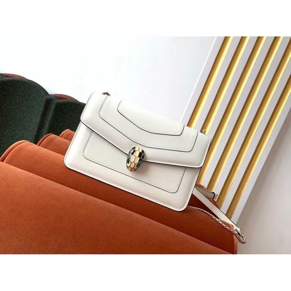 Bvlgari Serpenti Forever Small Cross-body Bag In White Calfskin TDBS2421