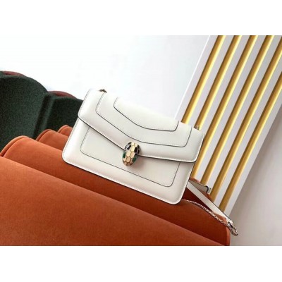 Bvlgari Serpenti Forever Small Cross-body Bag In White Calfskin TDBS2421