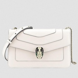 Bvlgari Serpenti Forever Small Cross-body Bag In White Calfskin TDBS2421