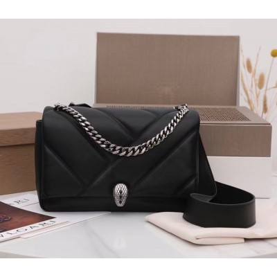 Bvlgari Serpenti Cabochon Medium Bag In Black Calfskin