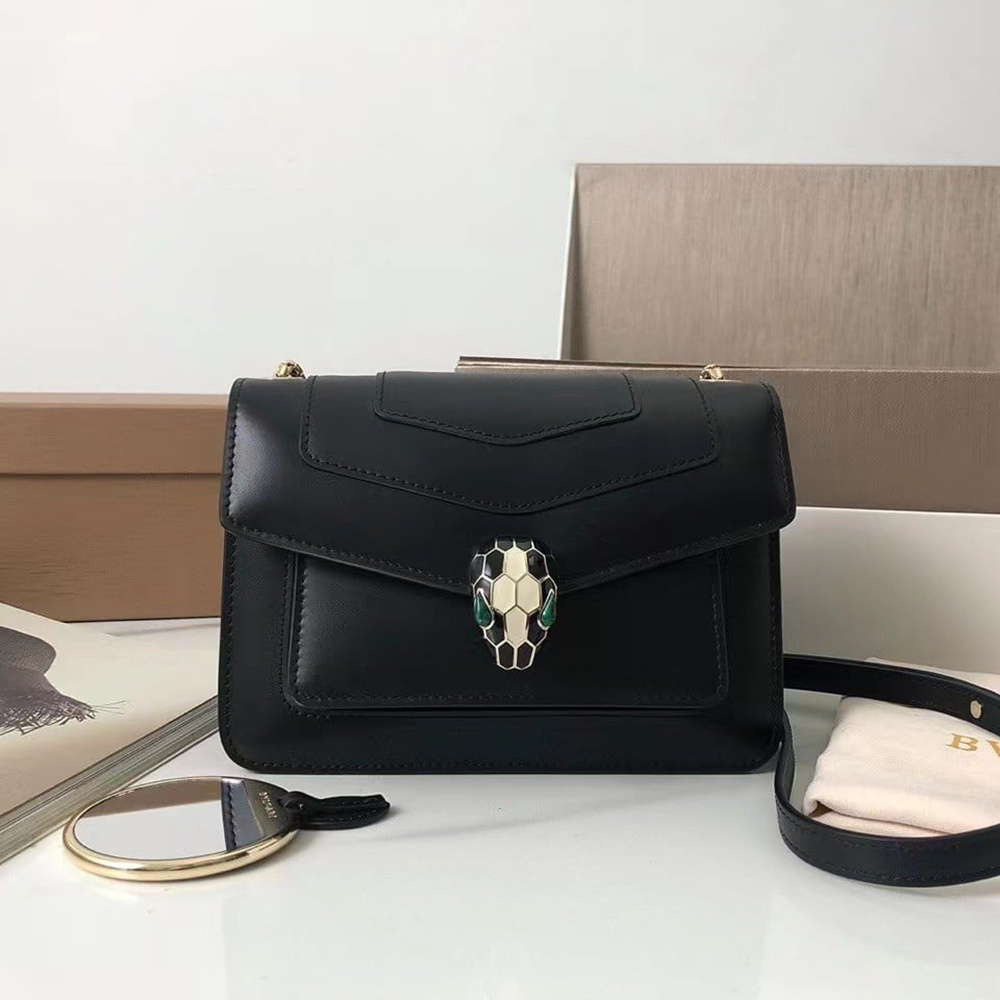 Bvlgari Serpenti Forever Small Crossbody Bag In Black Calfskin