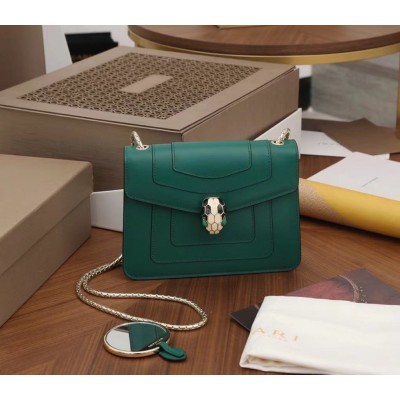 Bvlgari Serpenti Forever Small Crossbody Bag In Green Leather