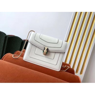 Bvlgari Serpenti Forever Small Crossbody Bag In White Leather